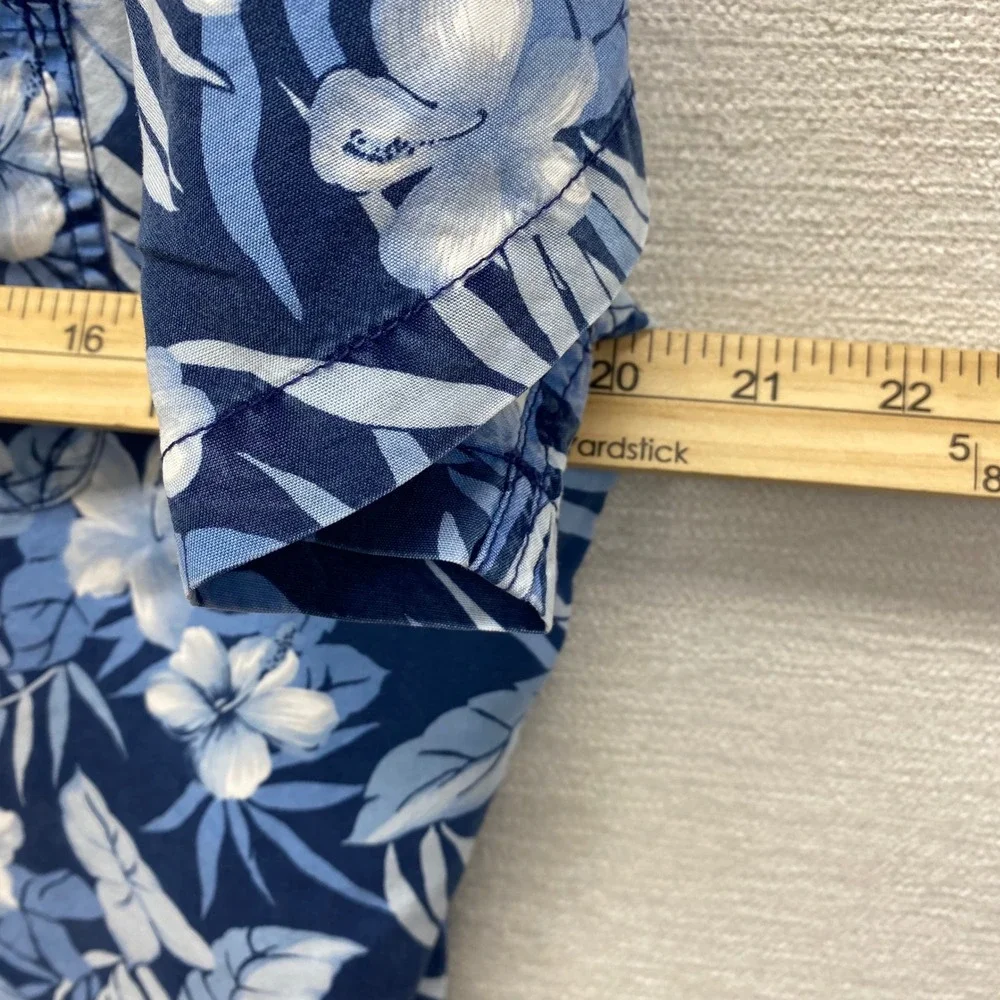 Liz Claiborne Lizwear Jeans Tropical Floral Top Womens Large Blue Tencel VTG Y2K